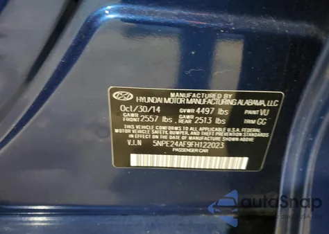 2015 Hyundai Sonata Se from USA, damaged, VIN 5NPE24AF9FH122023